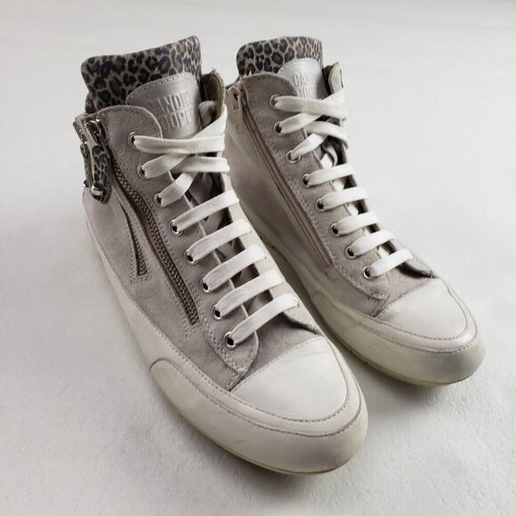 Candice Cooper High Top Sneaker Womens 7.5 EU 38 Beige Suede Side Zip Shoe Italy - Picture 2 of 11